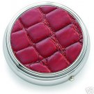 Round Red and Silver Push Button Open Pill Box