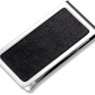 Genuine Black Leather and Chrome Money Clip