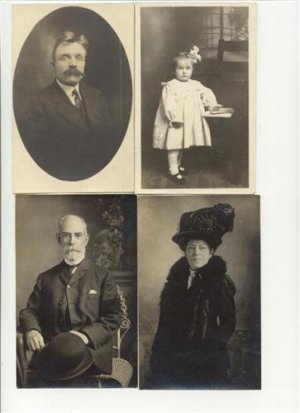VINTAGE POSTCARDS WITH REAL PEOPLE, 4 DIFF. MINT