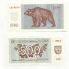 LITHUANIA 500 TALONAS BILL UNC (Bear)