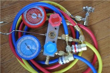 3 Tool Kit Manifold Gauge Set R22 R134a+Car Quick Snap Couplers+Can Tap AC HVAC