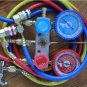 3 Tool Kit Manifold Gauge Set R22 R134a+Car Quick Snap Couplers+Can Tap AC HVAC