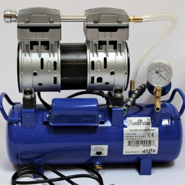 OIL-LESS VACUUM Pump System: automatic max vacuum pressure control, tank Regulator Gauge:
