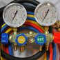New:4-Way Manifold Gauge+4-Hose Set R410a R22+Professional HVAC/R Service Tool