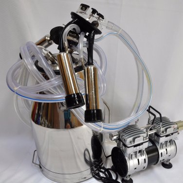 Portable Cow Bucket Milker:Oil-less Vacuum Pump+Tank+Pulsator+Claw+Shells+Liners