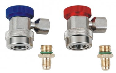 Car AC Port Quick Snap-on Coupler Adapter R134a HVAC M14X1.5 1/4"Flare-Manifold