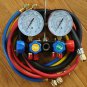 4-Way Al Alloy Manifold Gauge+Hose Set R410a R22 R134a AC HVAC Charging Tool New