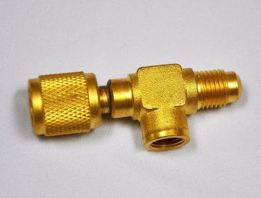 T-Adapter Size:1/4X1/8X1/4"Add Gauge at Deep Vacuum Pump/Manifold NPT/Flare HVAC