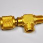 T-Adapter Size:1/4X1/8X1/4"Add Gauge at Deep Vacuum Pump/Manifold NPT/Flare HVAC