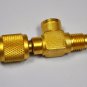 T-Adapter Size:1/4X1/8X1/4"Add Gauge at Deep Vacuum Pump/Manifold NPT/Flare HVAC