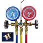 R22 R134a R404a Manifold Gauge+Hose Set+Car Port Quick Snap Adapters HVAC/R Tool