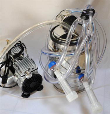 Goat Bucket Milker Machine .5 HP Piston Vacuum Pump SS Bucket Pulsator Regulator