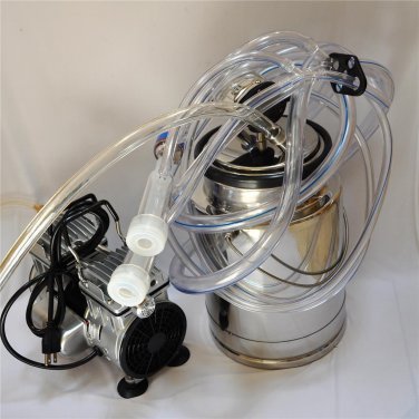 Portable Goat Bucket Milker:5.5CFM Oilless Vacuum Pump Pulsator Claw Cluster New