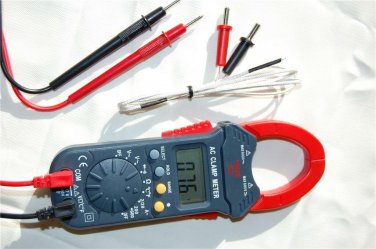 Digital Clamp Meter Ammeter Volt Ohm Amp Multimeter DMM+Type K Thermocouple HVAC