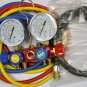 4-Way 4-Valve Manifold Gauge+4Hose Set R410 R22 R134a Professional AC/HVAC Tool