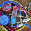 HVAC Kit:Manifold Gauge+5ft Hose Set R22+Car Quick Snap-on Coupler+R134a Can Tap