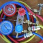 HVAC Kit:Manifold Gauge+5ft Hose Set R22+Car Quick Snap-on Coupler+R134a Can Tap
