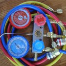 Manifold Gauge+5ft Hose Set for R22 R134a+Car Port Quick Snap Coupler HVAC Tool