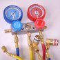 Manifold Gauge+5ft Hose Set for R22 R134a+Car Port Quick Snap Coupler HVAC Tool