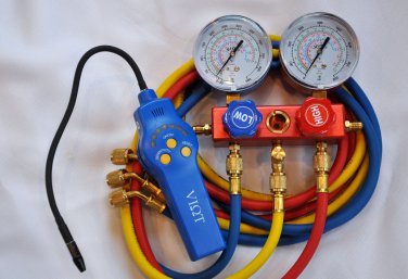 R410a+Manifold Gauge Set+5ft hose+Halogen Refrigerant Leak Detector+Sensor HVAC