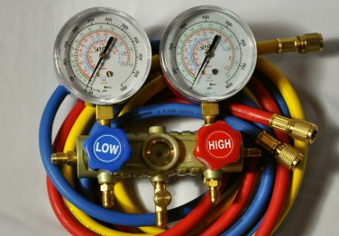 Manifold Gauge Set Hoses R410a R22 R134a AC HVAC Charge Diagnosis Recovery Tool