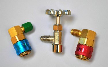 R134a Car AC Port Adapter Tap Kit:1/4 MFL Connection,R22 Manifold GaugeSet HVAC