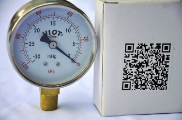 Analog Deep Vacuum Gauge Size:2.5"SS Case 1/4"NPT 0-30"Hg Workshop Line Pressure