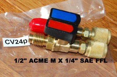 Pair Adapters:Car R134a System Tool Manifold Gauge HVAC 1/4"FFL X1/2"+Ball Valve