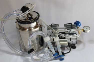 Goat Milker:OILLESS vacuum pump SS Bucket Auto-shut Claw Cluster Pulsator gauge