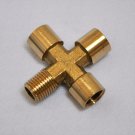 Brass Cross Adapter:1/4 MNPT MIPT X 1/4 FNPT FIPT Solid Manifold Workshop NPT