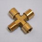 Brass Cross Adapter:1/4 MNPT MIPT X 1/4 FNPT FIPT Solid Manifold Workshop NPT