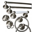 Satin Nickel 7-Piece Bath Accessory Set: 18" Towel Bar, 7" Towel Ring, Paper Holder, Robe Hook