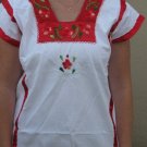 Embroidered Blouse With Red Ribbon