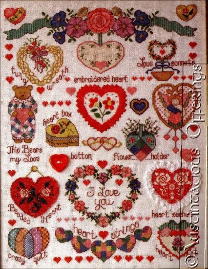 BEADS & BUTTONS HEART SAMPLER CROSS STITCH KIT ANGEL TEDDY BEAR