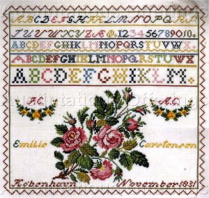 RARE ROSENSTAND REPRODUCTION SAMPLER CROSS STITCH KIT WAEVER