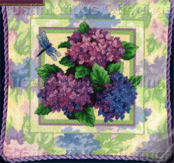 Dimensions Hydrangea Bloom Needlepoint Kit - 36 x 36 cm