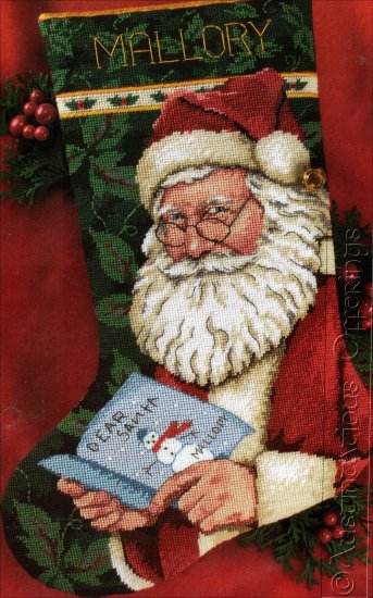 RARE ROSCHE SANTA LETTER NEEDLEPOINT CHRISTMAS STOCKING KIT