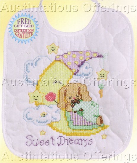 STAMPED CROSS STITCH KIT BABY BIB BUNNY
