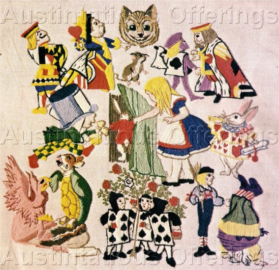 RARE ALICE WONDERLAND FULL CAST OF CHARACTERS CREWEL EMBROIDERY KIT