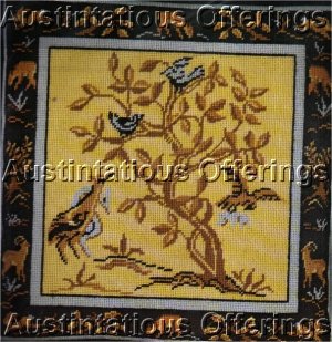 RARE TRADITIONAL TREE OF LIFE TAPESTRY NEEDLEPOINT PILLOW KIT