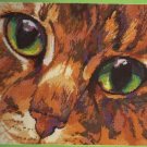 RARE ROSSI MESMERIZING GREEN CAT EYES NEEDLEPOINT/PILLOW KIT DRAMATIC FELINE