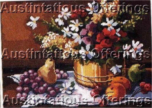 RARE GILLUM FRUIT FLORAL STILL LIFE NEEDLEPOINT KIT ABUNDANT HARVEST BEAUTY