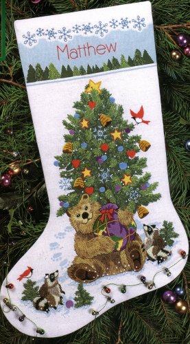 RARE JUDITH ANN GRIFFITH TEDDY BEAR CREWEL EMBROIDERY CHRISTMAS STOCKING KIT