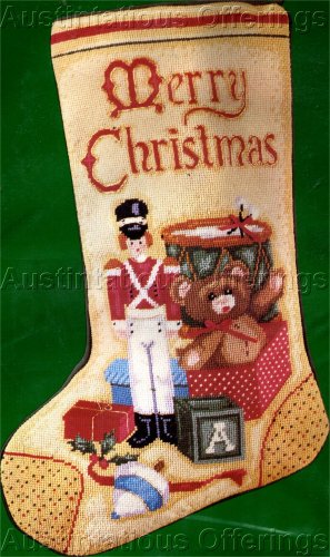 Rare Brackenbury Artwork Santa Claus and Toys Needlepoint Christmas  Stocking Kit
