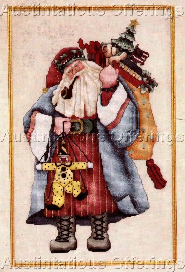 RARE ALMA LYNNE BLUE ROBE SANTA BEADED CROSS STITCH KIT CHRISTMAS