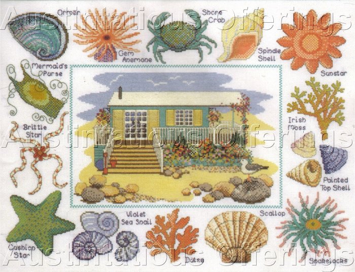 SEA SIDE COTTAGE CROSS STITCH SAMPLER KIT COTTAGE GARDEN SERIES