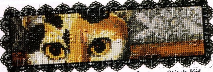 FINE ART REPRODUCTION BOOKMARK CROSS STITCH KIT CAT & KITTENS