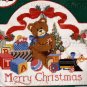 RARE LECLAIR CHRISTMAS TEDDY BEAR NEEDLEPOINT KIT TOY TRAIN WELCOME PLAQUE