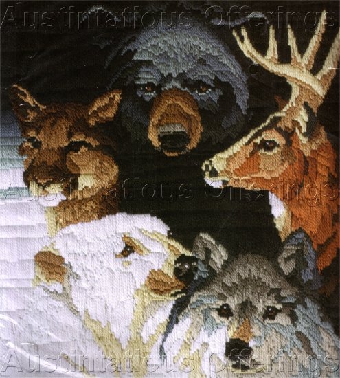 RARE ROGER REINARDY WILDLIFE LONGSTITCH NEEDLEPOINT KIT BEAR COUGAR
