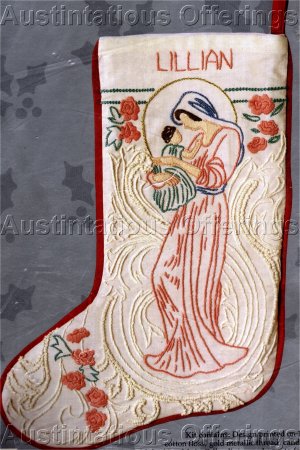 RARE INSPIRATIONAL HOLIDAY CANDLEWICKING  CREWEL EMBROIDERY STOCKING KIT MADONNA AND CHILD